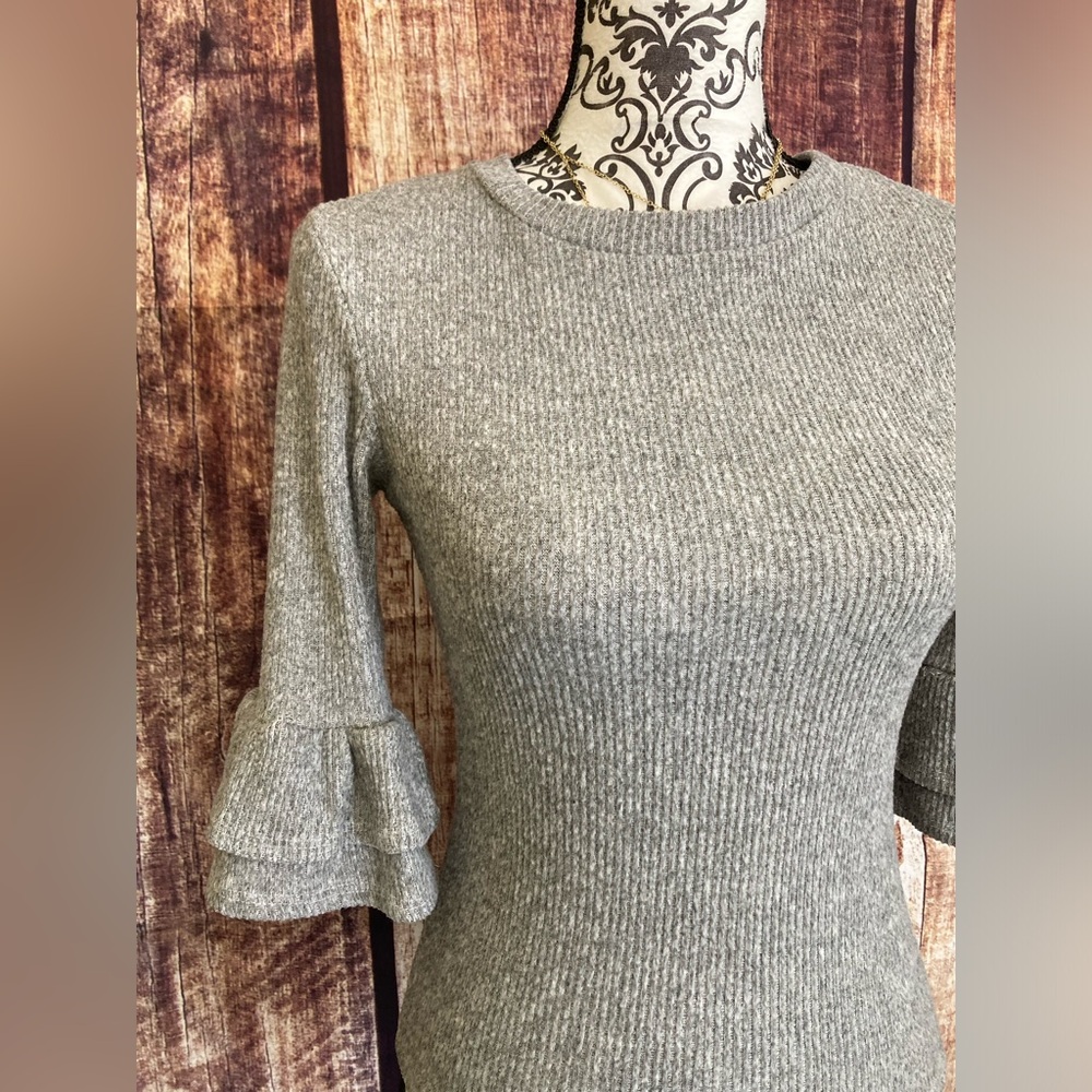 Eye Candy | Women’s Ribbed Bell Sleeve Blouse - Picture 2 of 7